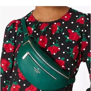 kate spade Emerald Green Pebbled Leather Crossbody Belt Bag